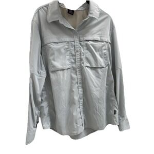 REI Co-op W Sahara Button up Shirt  L Sky Blue LS Vented Hiking Gorpcore EUC